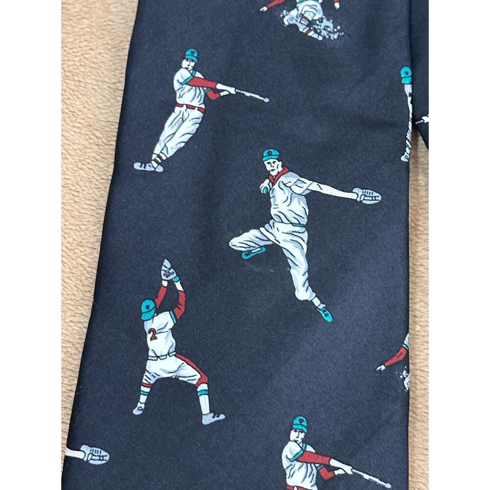 Vintage Lands' End Baseball 100% Silk Tie Hand Sewn USA - Picture 2 of 5